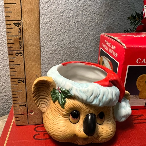 vintage porcelain Votive koala in santa hat,Christmas decor - Picture 9 of 11